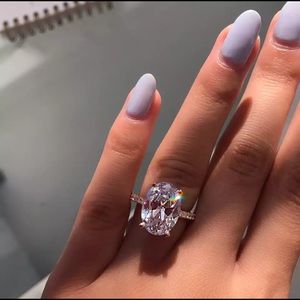 5 6 7 8 9 Oval diamond silver 925 ring engagement